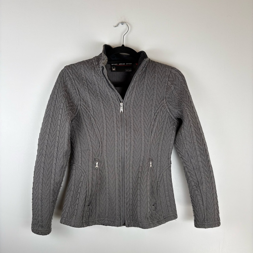 Spyder Performance Full Zip Jacket Sweater Womens Small Sweatshirt Top Gray
